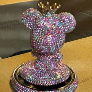 Sparkling Pink Crystal Mouse Figurine car freshener with key chain. New in box.